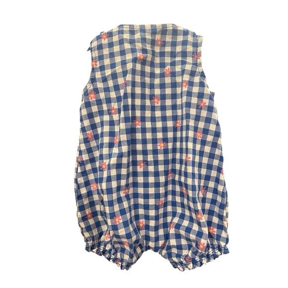 Carter’s 3M Blue Gingham Floral Cotton Romper - Picture 2 of 5